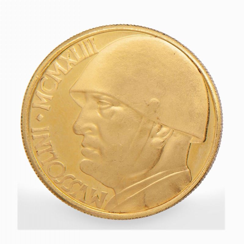 Moneta, Emissione Commemorativa del Fascio in Oro Giallo, R. Bosi