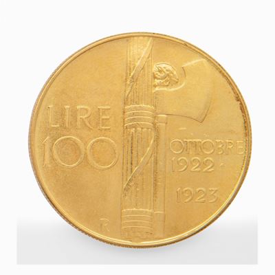 Moneta, Riproduzione delle 100 Lire del Fascio 1923 in Oro Giallo