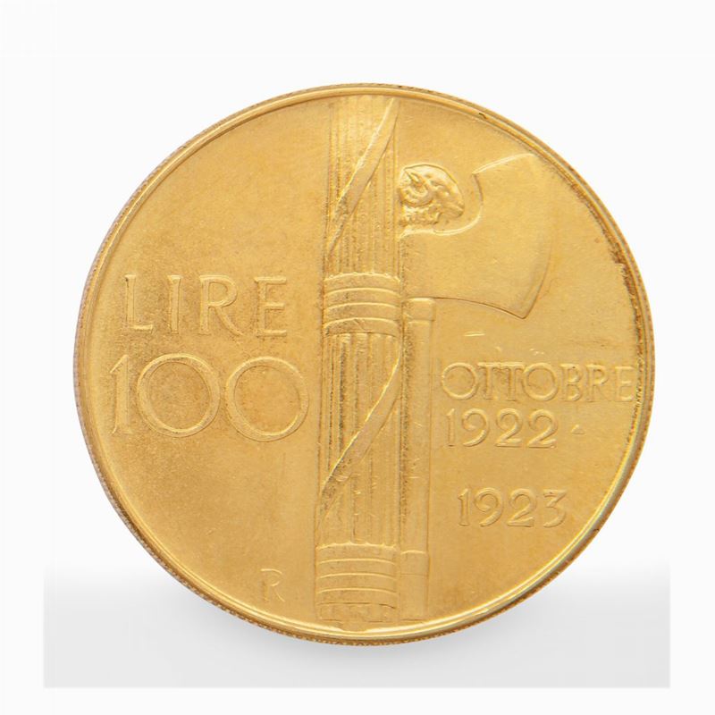 Moneta, Riproduzione delle 100 Lire del Fascio 1923 in Oro Giallo
