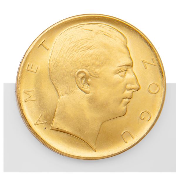 Moneta albanese di prova in oro giallo coniata nel 1927