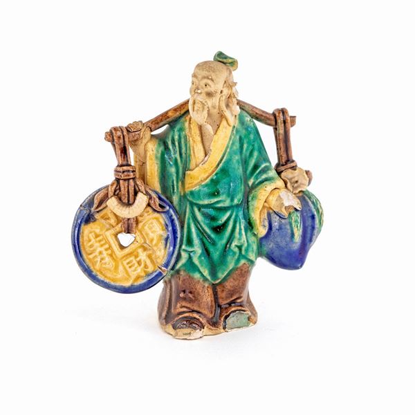 Figura in terracotta invetriata, Cina, XX secolo