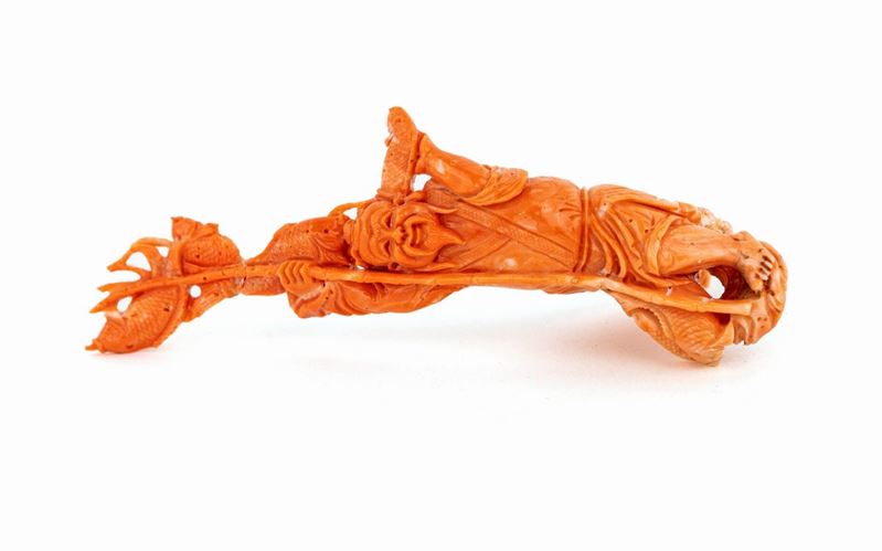 Scultura Portafortuna in Corallo Giapponese, Inizi del XX Secolo