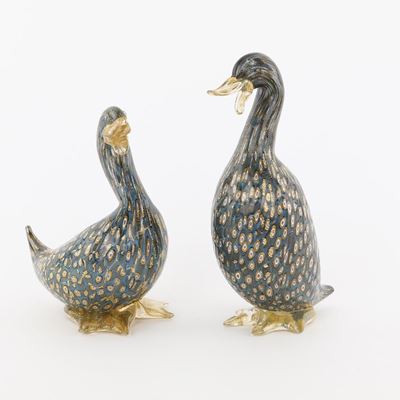 Due Papere in Vetro Soffiato, Murano, XX Secolo
