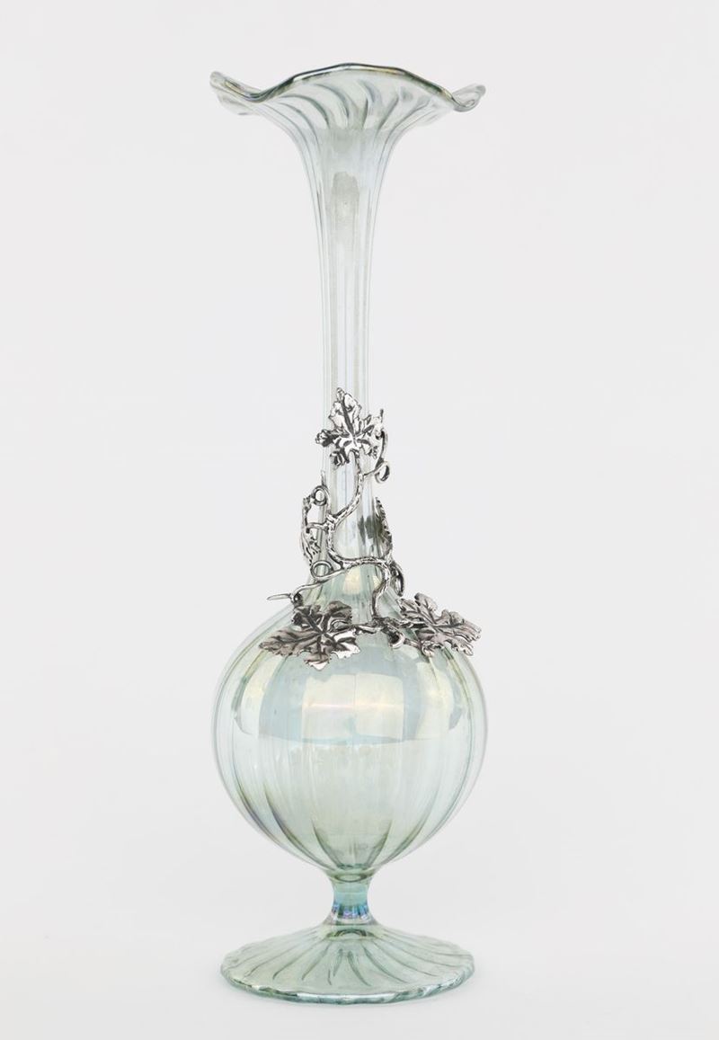 Piccolo Vaso in Vetro Verde a Lustro, Murano