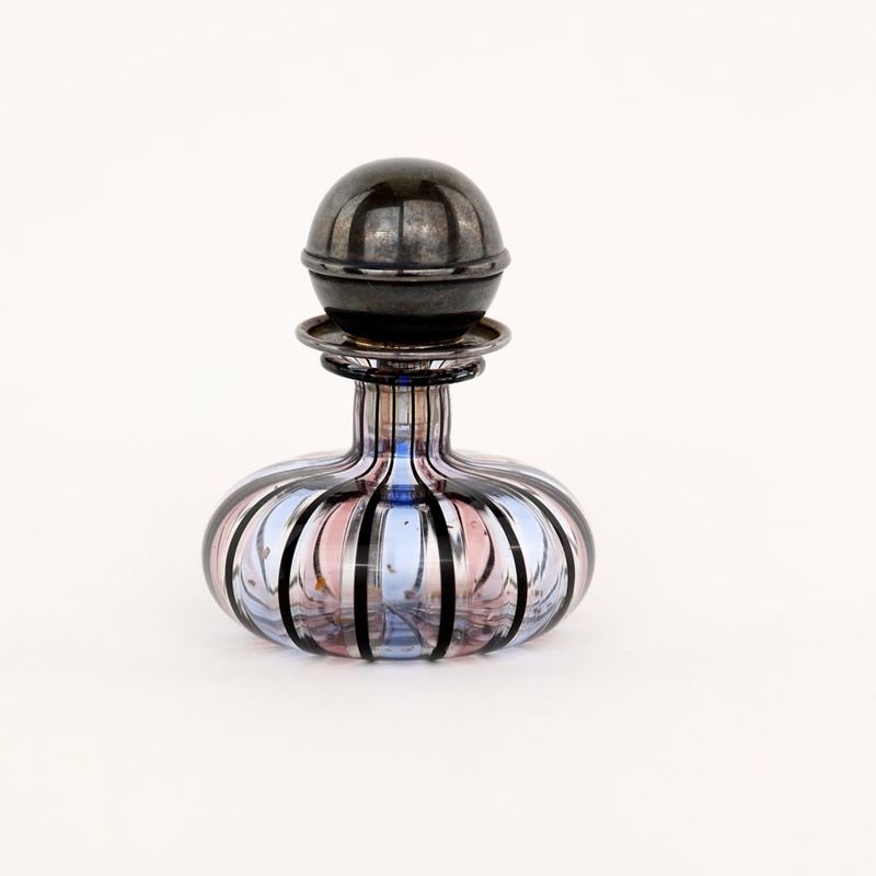 Piccolo Flacone Porta Profumo in Vetro a Canne Soffiato