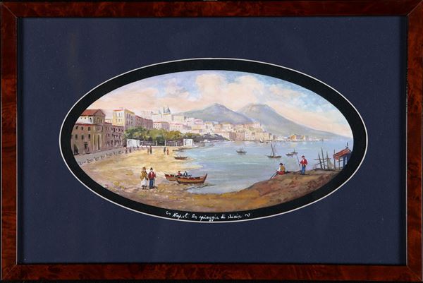 Veduta di Napoli, la spiaggia di Chiaia