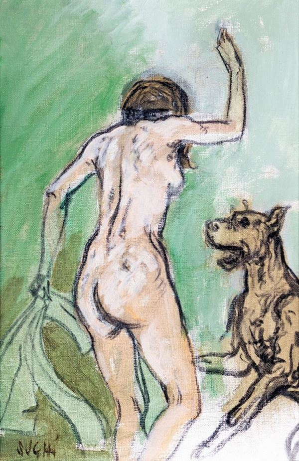 Alberto Sughi - Nudo di donna con alano
