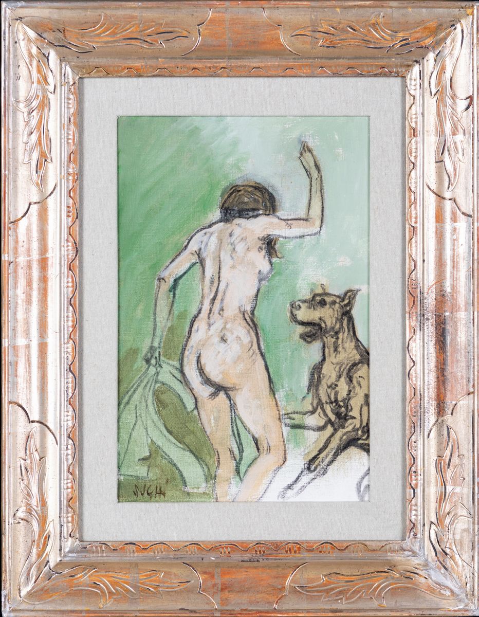 Alberto Sughi - Nudo di Donna con Alano