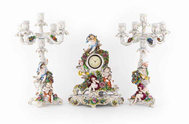 Trittico in Porcellana Policroma, Manifattura di Capodimonte, Metà del XIX Secolo