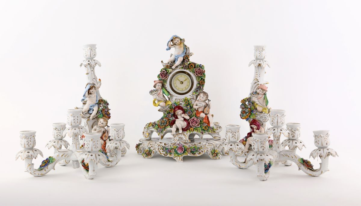 Trittico in Porcellana Policroma, Manifattura di Capodimonte, Metà del XIX Secolo