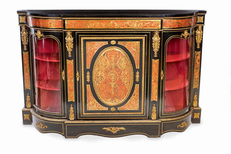 Credenza in Legno Ebanizzato con Finiture Ornamentali in Bronzo Dorato, XIX Secolo