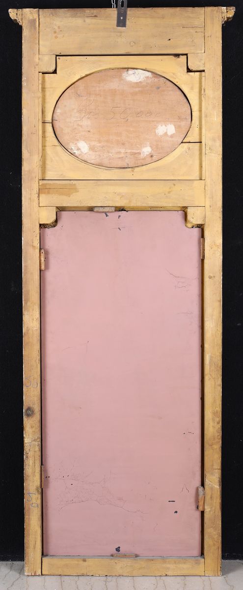 Piccola Console D'applique in Legno Laccato e Dorato con Specchiera, Inizi del XX Secolo