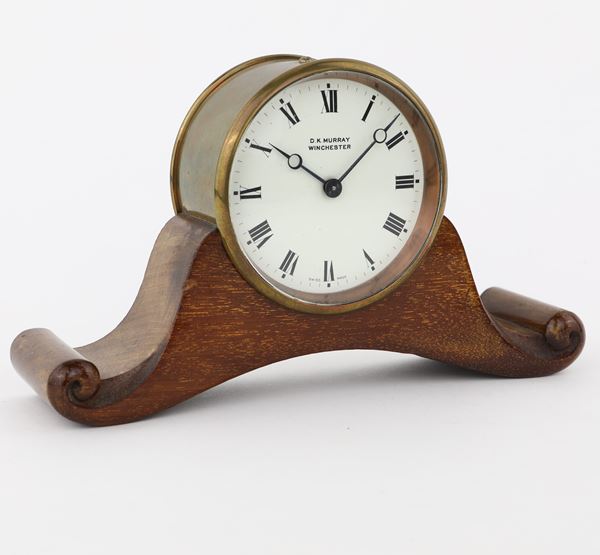 Orologio da tavolo in legno e ottone, D.K Murray Winchester