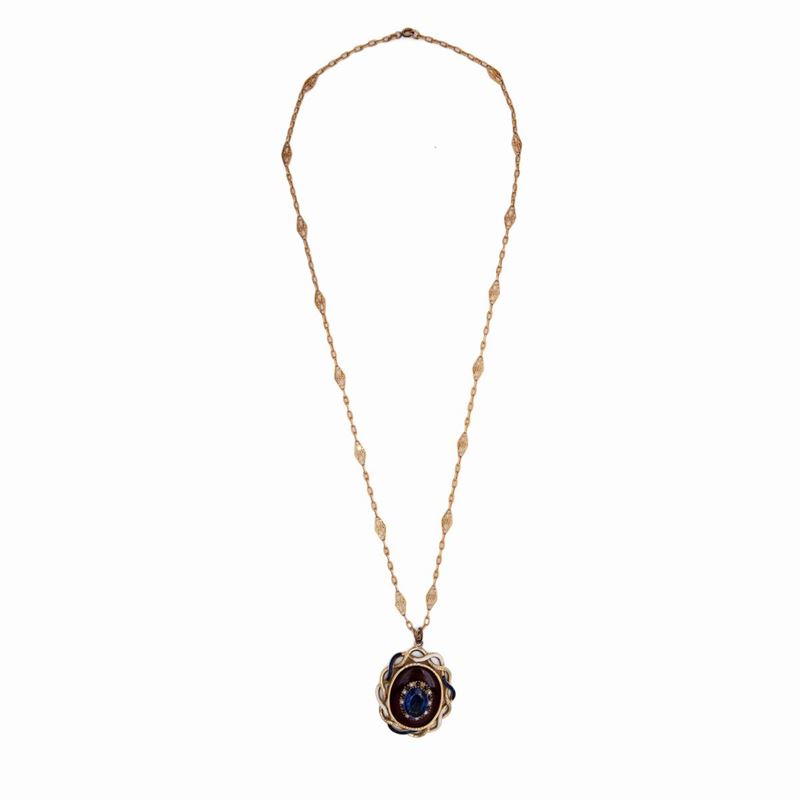 Catena con Pendente Portaritratti Smalto