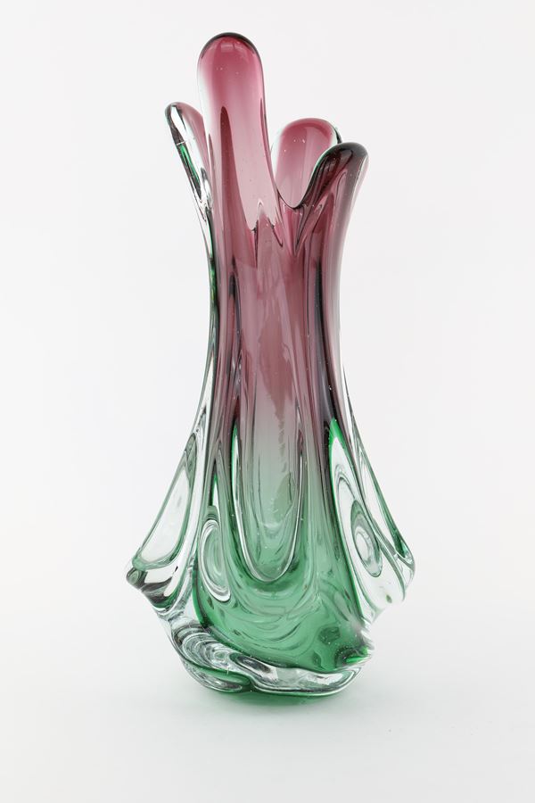 Vaso in vetro sommerso, Murano Anni Settanta