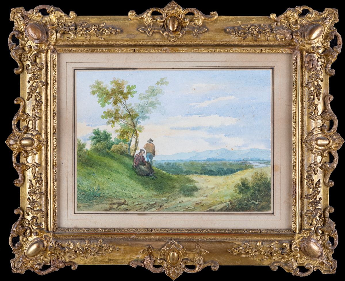 Pittore della Fine del XIX Secolo - Paesaggio con Figure