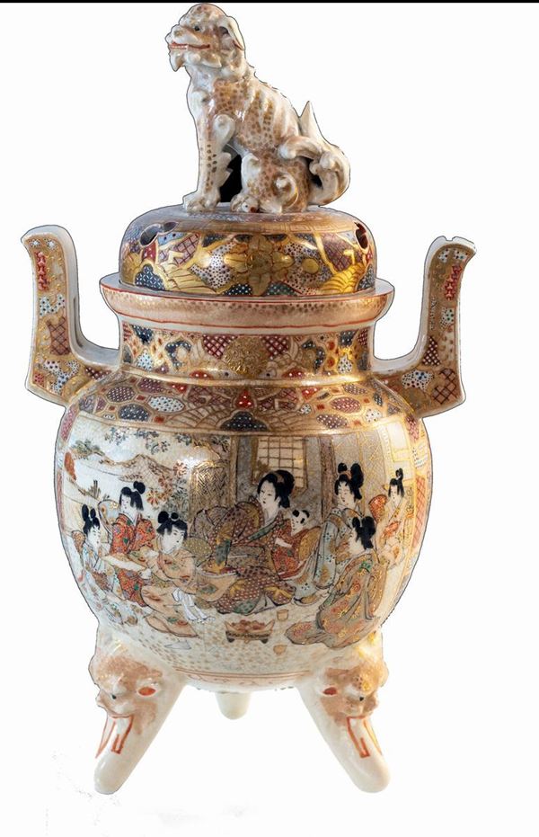 Incensiere in porcellana Kyoto Satsuma, Giappone