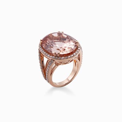 Anello in Oro con Morganite e Brillanti