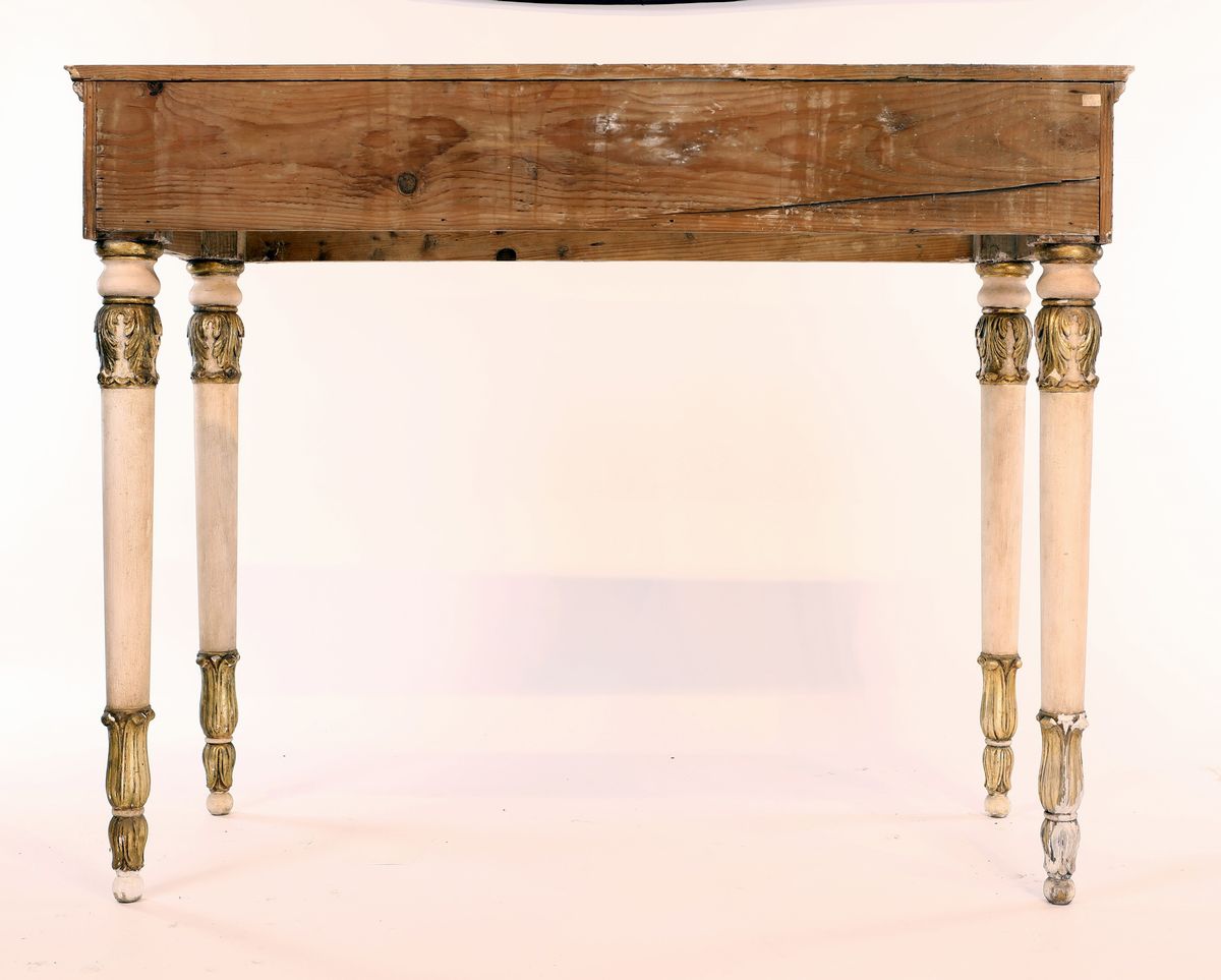 Console in Legno Laccato Bianco e Oro, XIX Secolo