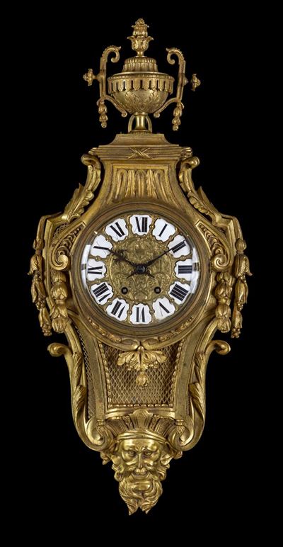 Orologio Cartel in Bronzo Dorato, Francia, XIX Secolo