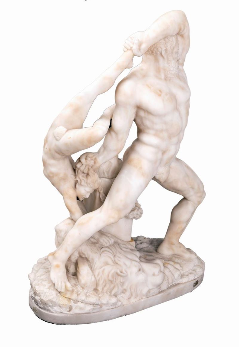Ercole e Lica in Marmo Bianco, Metà del XIX Secolo