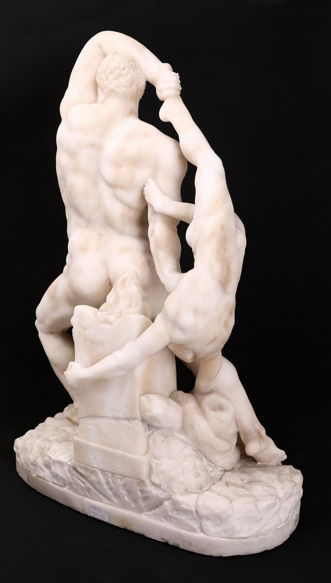 Ercole e Lica in Marmo Bianco, Metà del XIX Secolo