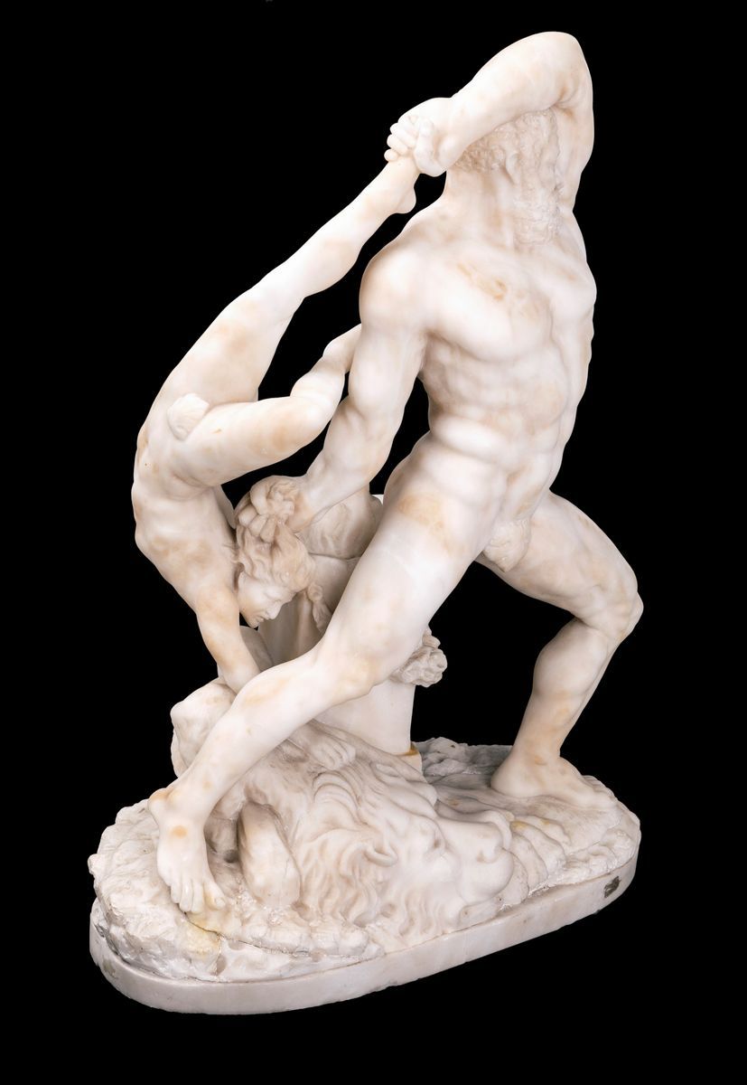 Ercole e Lica in Marmo Bianco, Metà del XIX Secolo