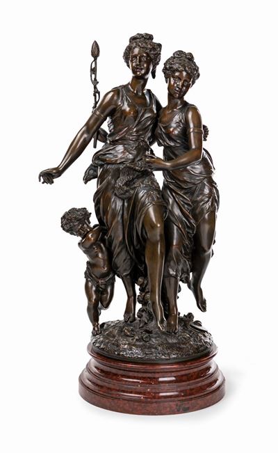 Grande Gruppo Allegorico in Bronzo Brunito
