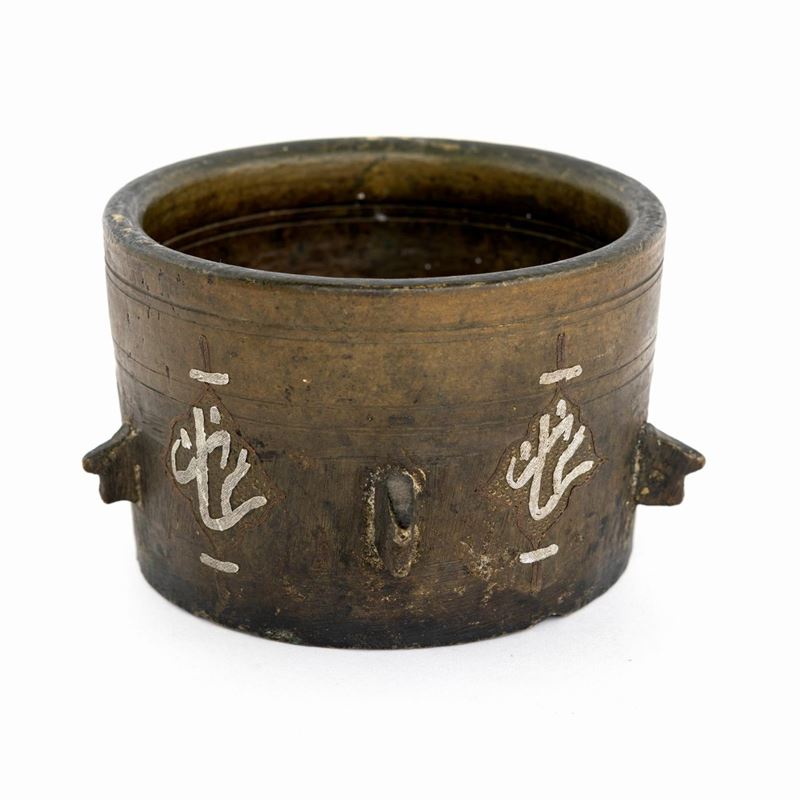 Mortaio in Bronzo, Arte Asiatica, Fine del XIX Secolo