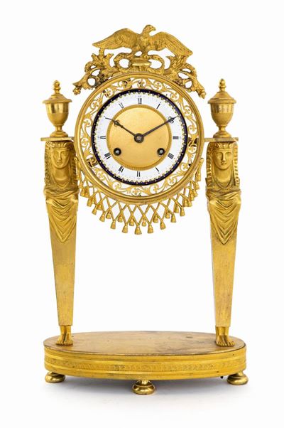 Pendola in Bronzo Dorato, Francia, Prima Metà del XIX Secolo