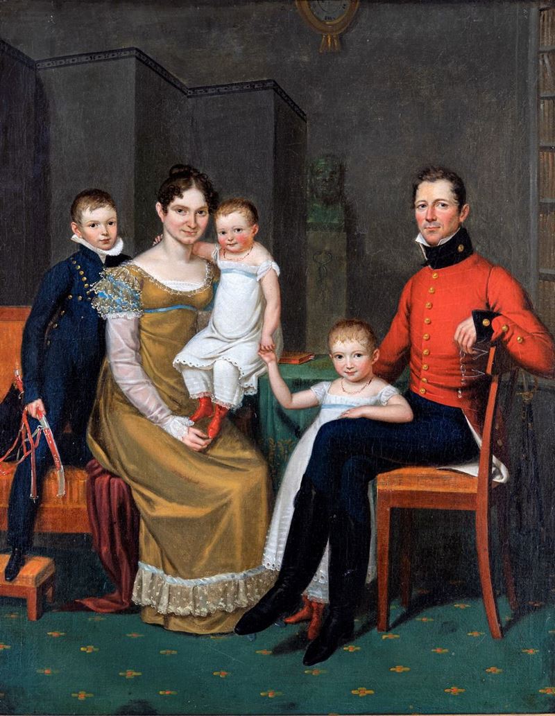 Scuola Romana del XIX Secolo - Ritratto di Famiglia