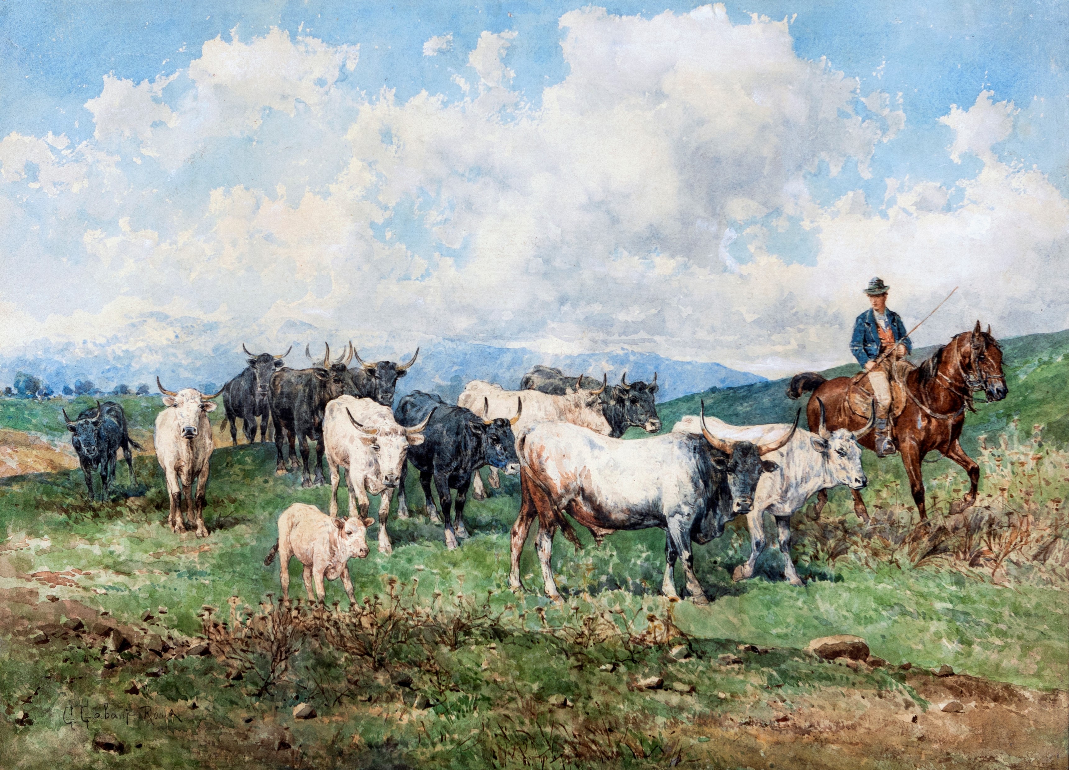 Giuseppe Gabani - Buoi al Pascolo