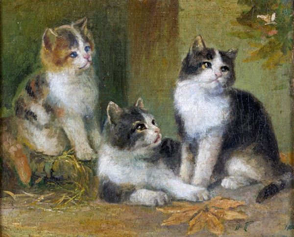 Pittore della fine del XIX secolo - Gatti