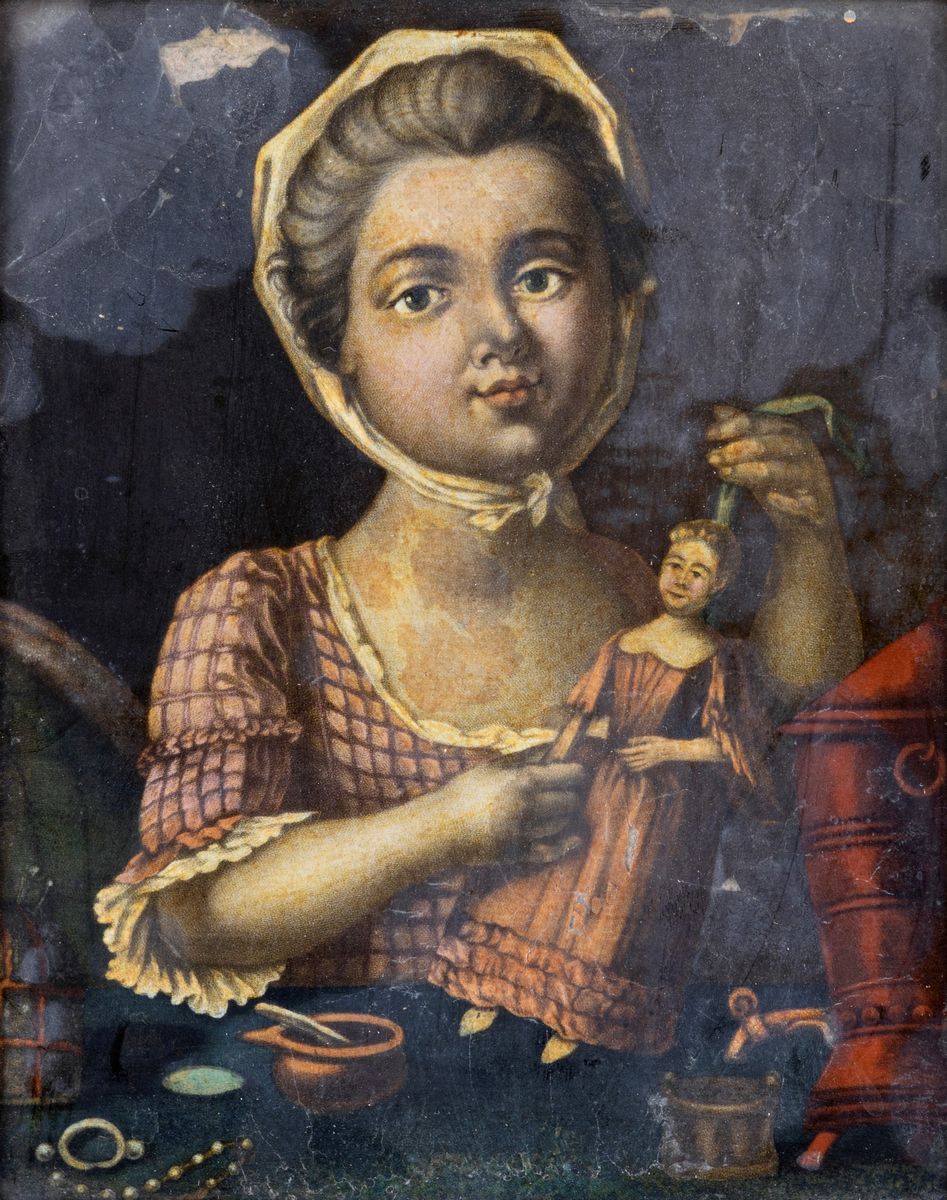 Scuola Veneta del XVIII Secolo - A) Bimba con la Bambola B) Bambino con le Carte
