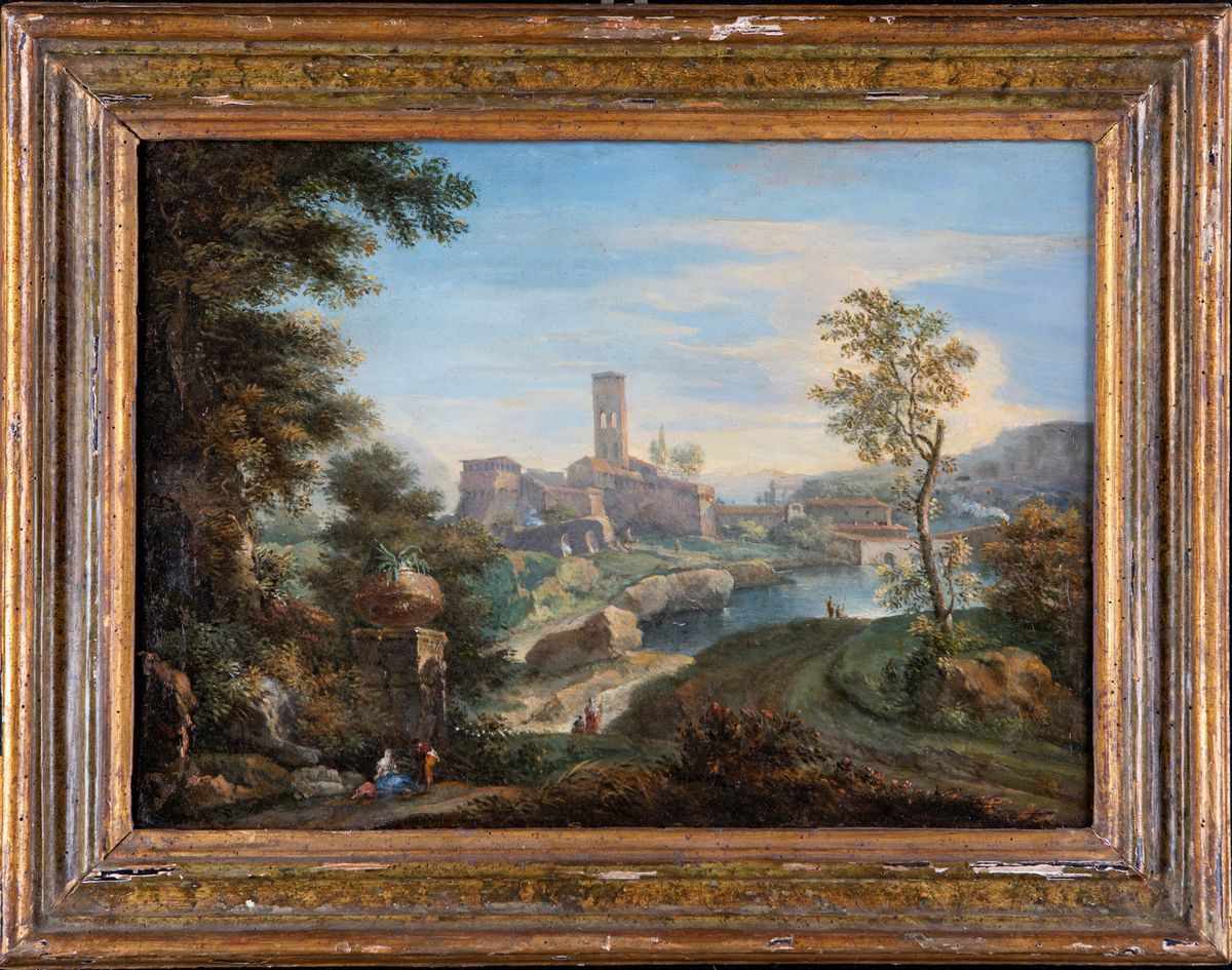 Paolo Anesi - Coppia di Vedute con Paesaggi Fluviali