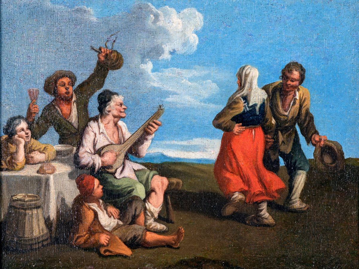 Scuola Veneta del XVIII Secolo - Coppia di Scene di Genere