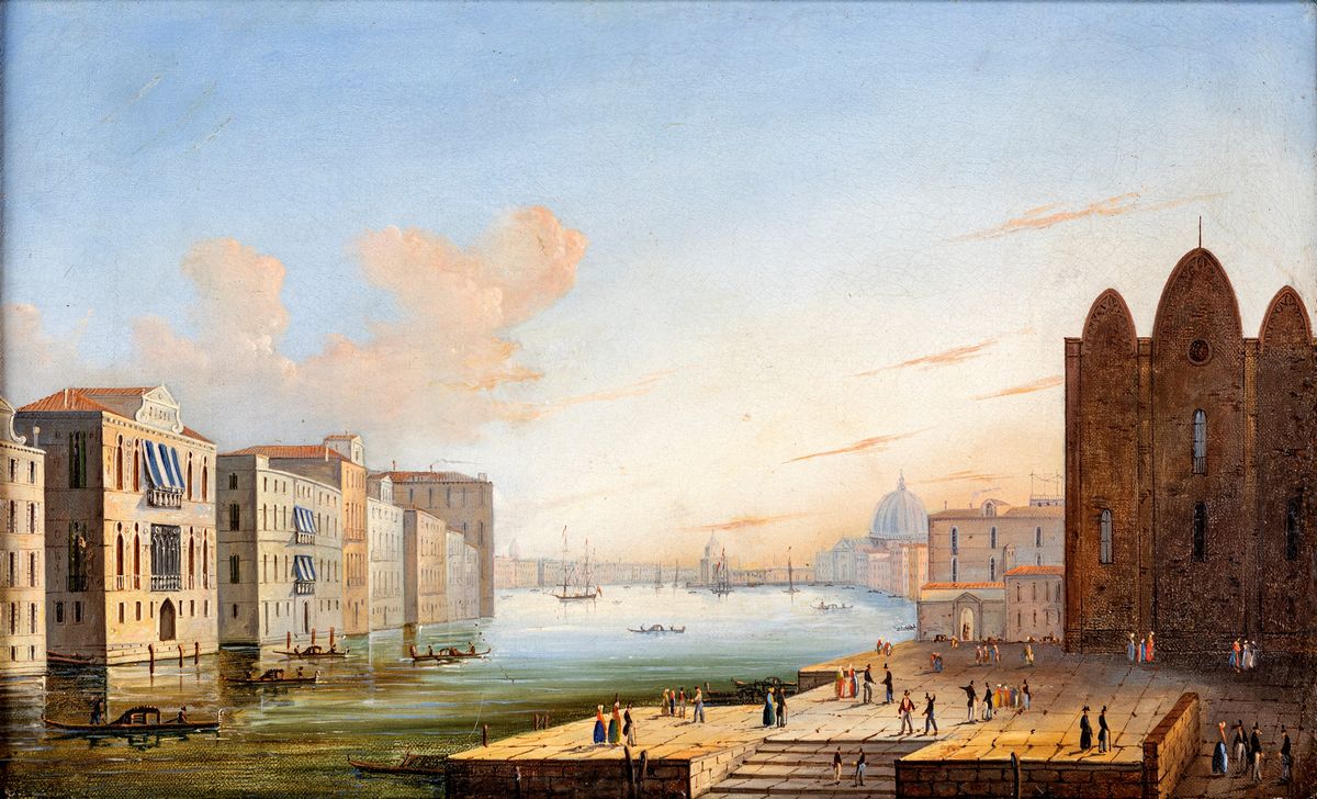 Scuola Veneta del XIX Secolo - Coppia di Vedute di Venezia