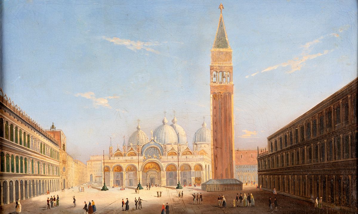 Scuola Veneta del XIX Secolo - Coppia di Vedute di Venezia