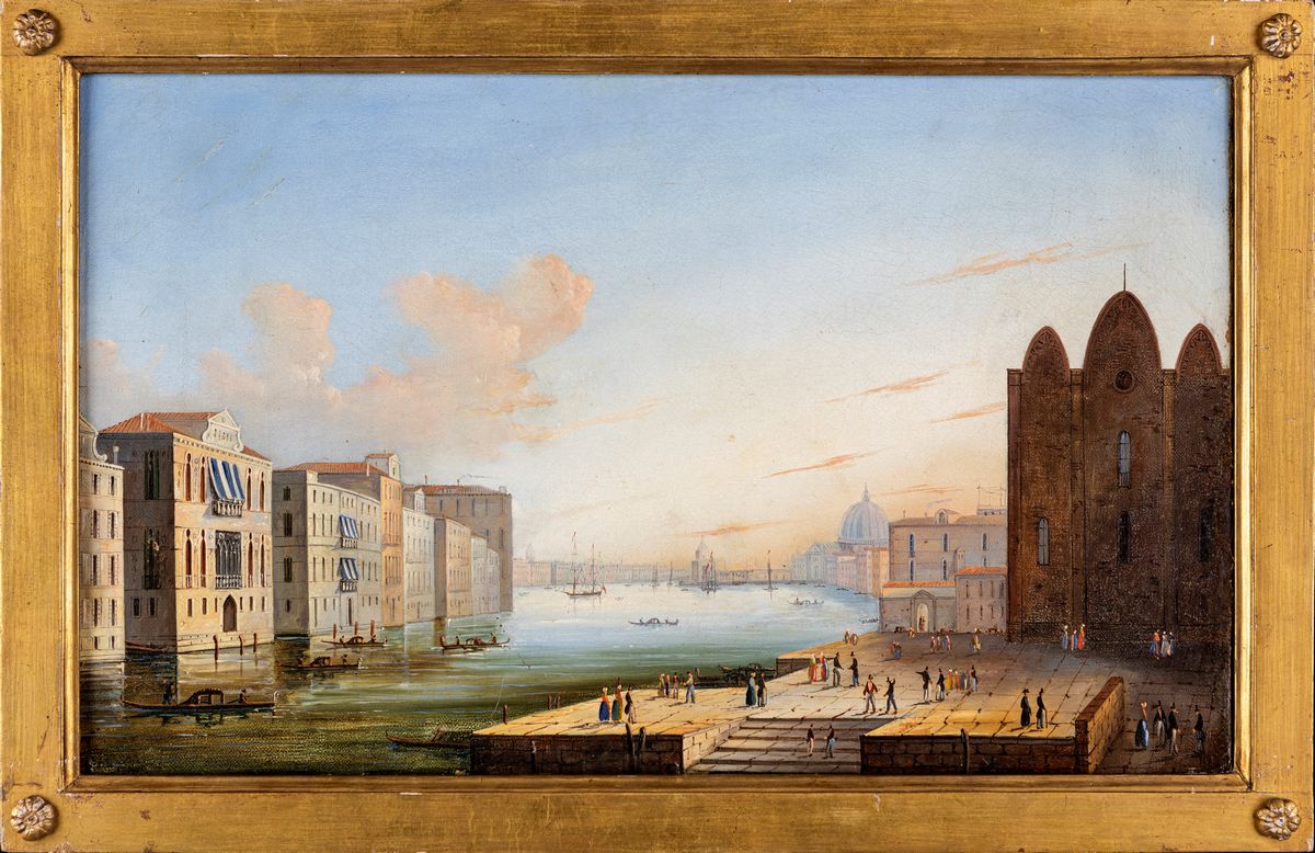 Scuola Veneta del XIX Secolo - Coppia di Vedute di Venezia