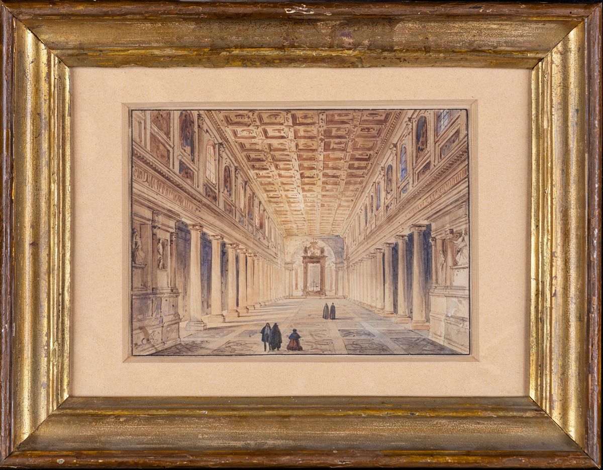 Ippolito Caffi - Veduta Dell'interno della Basilica di Santa Maria Maggiore