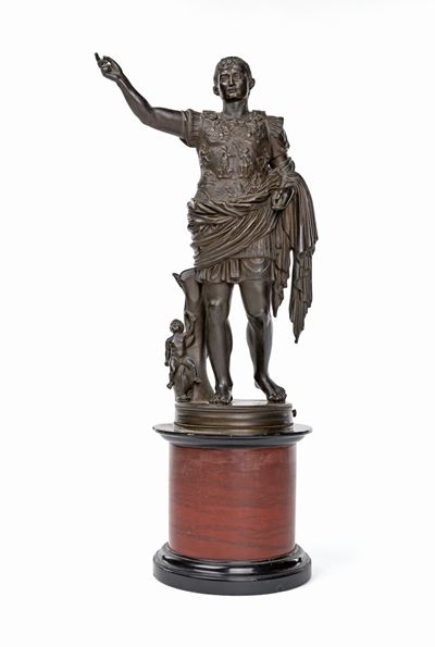 Scultura in Bronzo Brunito Raffigurante L'augusto di Prima Porta, Inizi del XIX Secolo