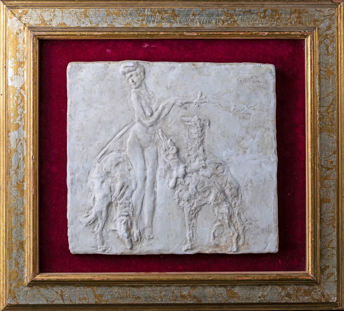 Anonimo del XIX Secolo - Studio per Decorazione - Donna con Levrieri