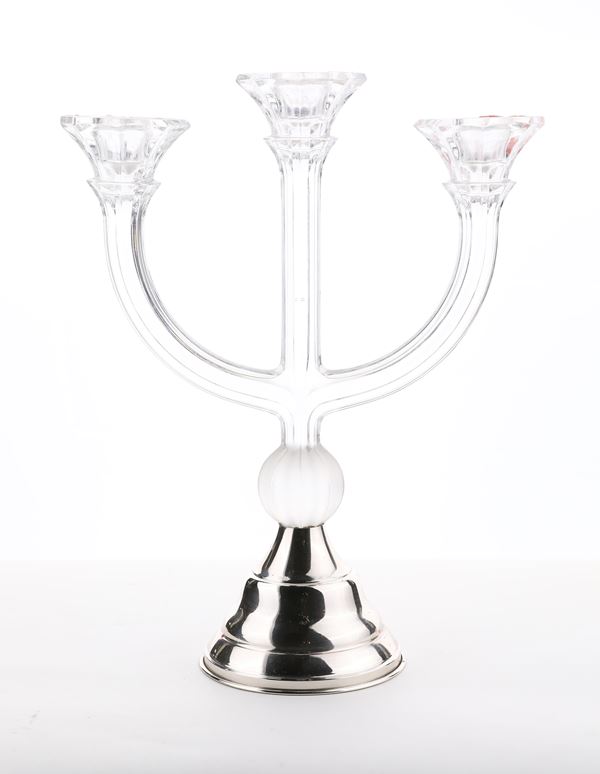 Candeliere in cristallo e argento 925, Ponte Vecchio, Firenze  - Asta Asta a Tempo - L'Arte del Vetro - Casa d'Aste Arcadia