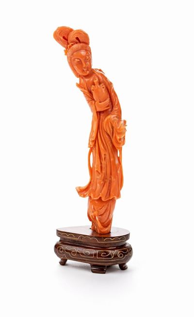 Guan Yin in Corallo Cerasuolo, Cina, XX Secolo
