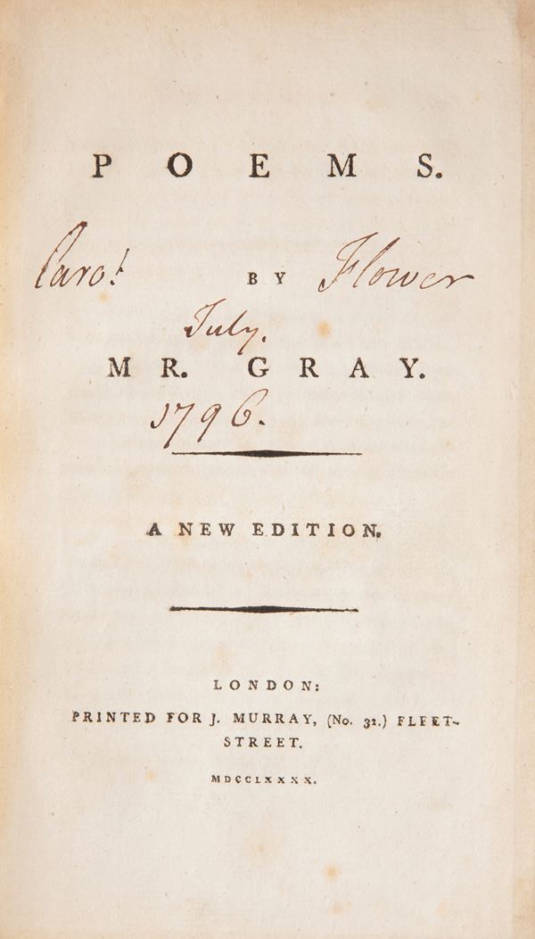 Poems by Mr. Gray. A new edition. (ILLUSTRATO DEL '700)
