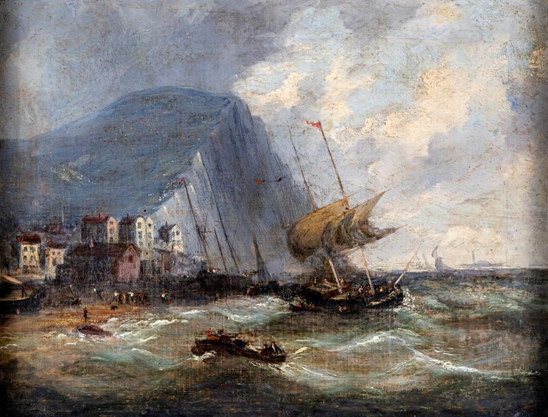 Pittore del XIX Secolo - Marina in Burrasca