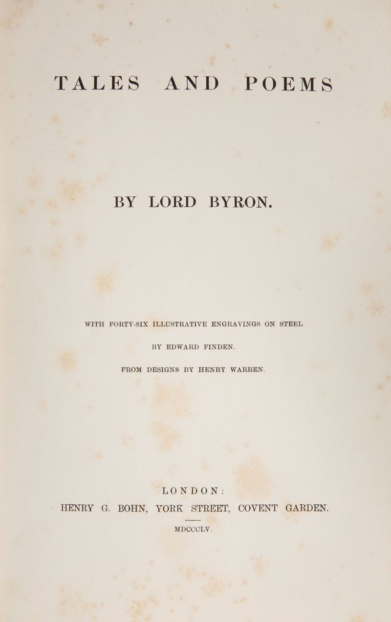 Lord Byron - Tales And Poems (illustrato Dell'800)