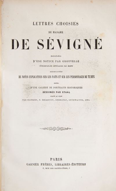 Lettres Choisies De Madame De Sévigne (illustrato Dell '800)