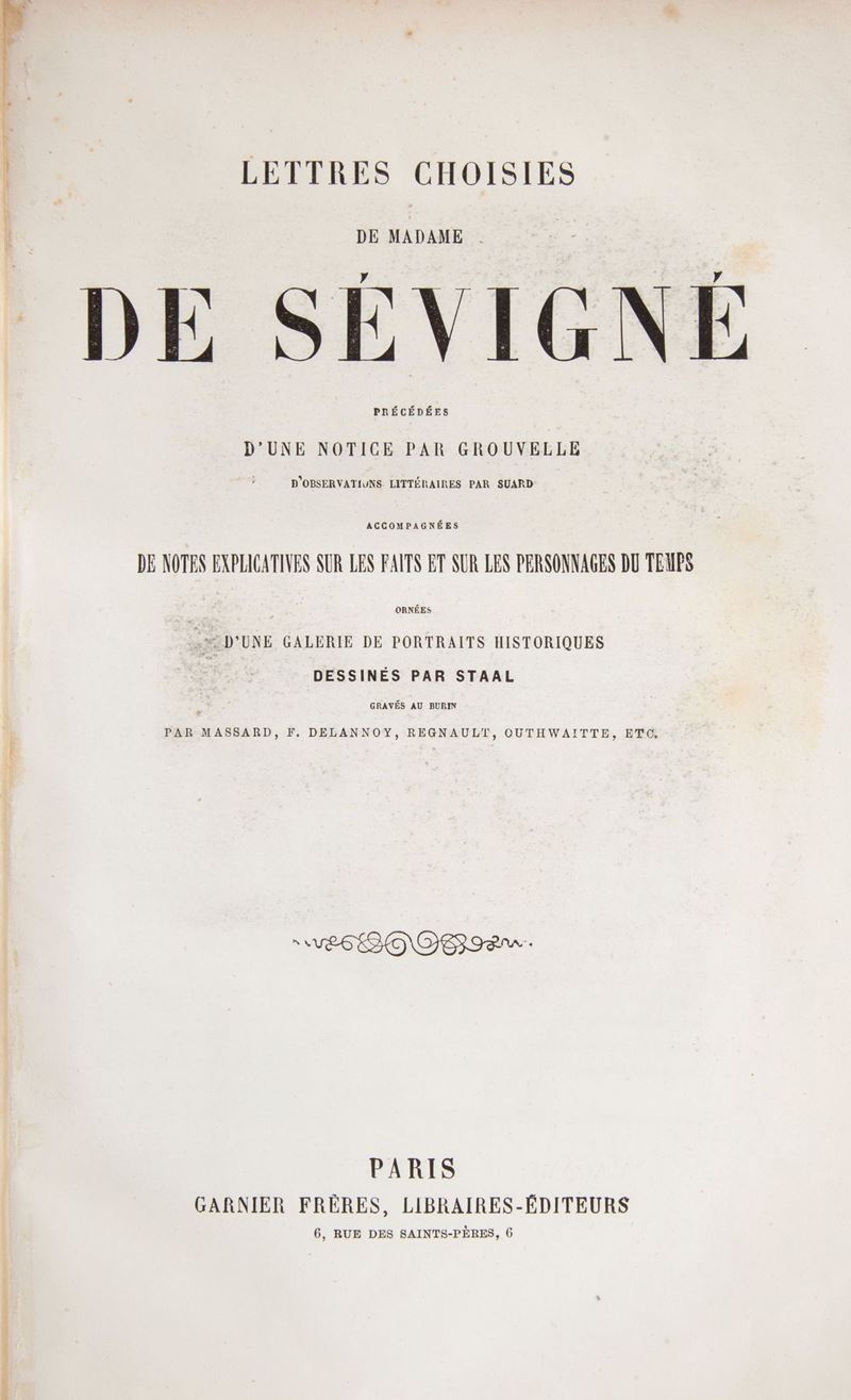 Lettres Choisies De Madame De Sévigne (illustrato Dell '800)