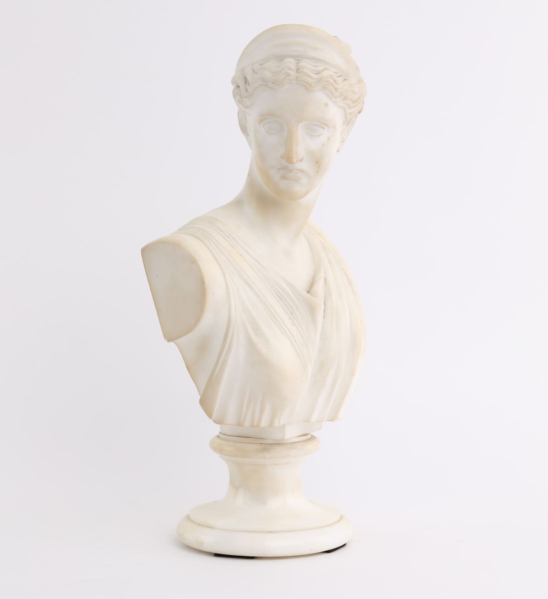 Piccolo Busto di Artemide in Marmo Bianco, Prima Metà del XIX Secolo